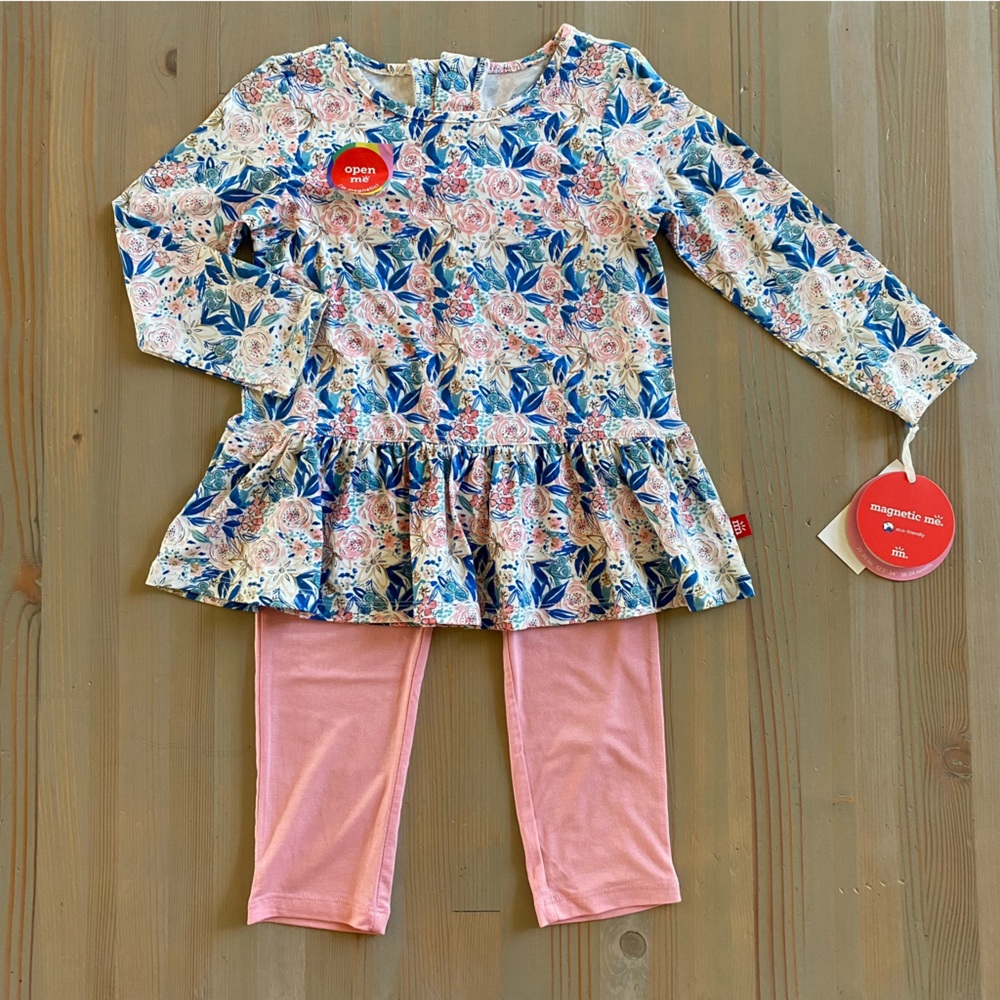 NWT Magnetic Me once and floral play all day top & leggings set 18-24 Months - Picture 2 of 10